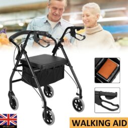 Ultra lightweight rollator mobility walker 4 wheeled walking aid frame W/seat UK