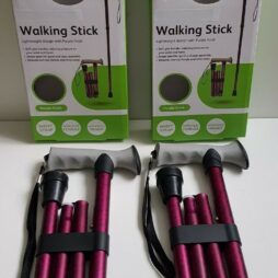 2 x Folding Soft Grip Walking Stick Purple/red  Pretty Mobility Aid * NEW