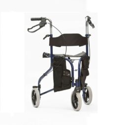 Lightweight Folding 3 Wheel Tri Walker Rollator Walking Aid Frame With Seat Blue
