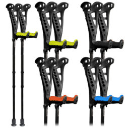 FDI Access Comfort Grip Adjustable Premium Open Cuff Walking Crutches Pair Black