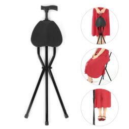 Disability Medical Aid Light Folding Seat Cane Walking Stick Chair Seat Device