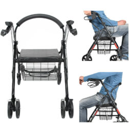 Lightweight Rollator Mobility Walker 4 Wheeled Walking Aid Frame with Seat Tools