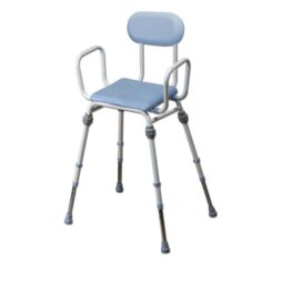 NRS Healthcare Compact Perching Stool with Arms and Back - Blue PU
