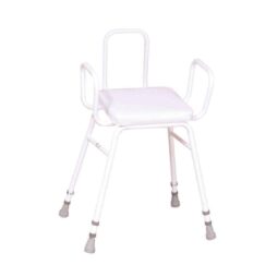 NRS Healthcare Malvern Vinyl Seat Perching Stool with Arms and Back