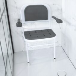 NRS Healthcare Folding Shower Seat with Legs - Padded Seat - Back and Arms